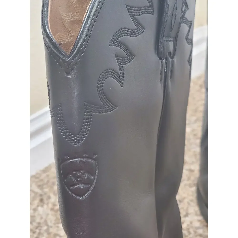 Ariat Men's Heritage Roper Black Leather Cowboy Boots Size 10D Classic Western